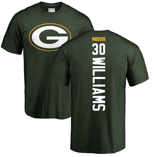 Men Green Bay Packers Green #30 Williams Jamaal Backer Nike NFL T Shirt->green bay packers->NFL Jersey
